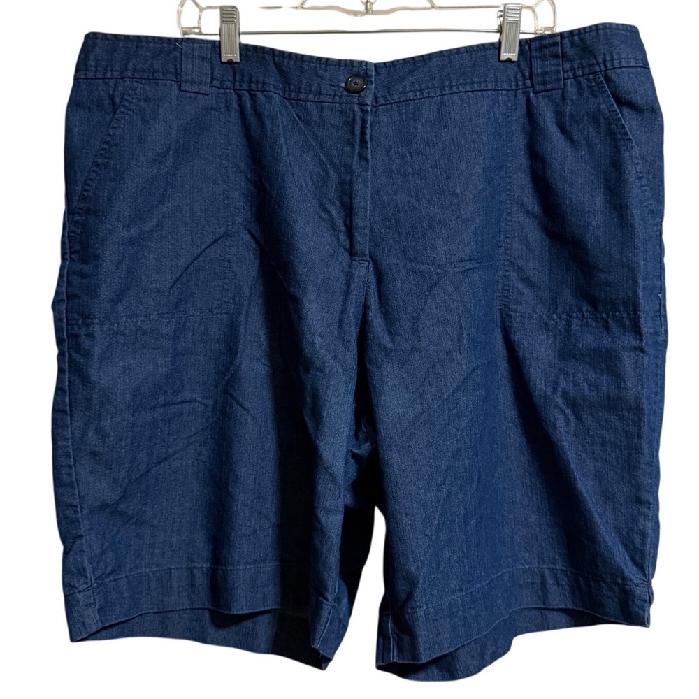 White Stag Womens Plus 20W Blue Denim Bermuda Shorts Stretch Casual Mid Rise